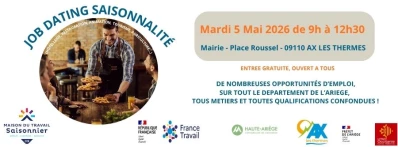 JOB DATING EMPLOI SAISONNALITE  LE 5 MAI 2026 de 9h00 à 12h30